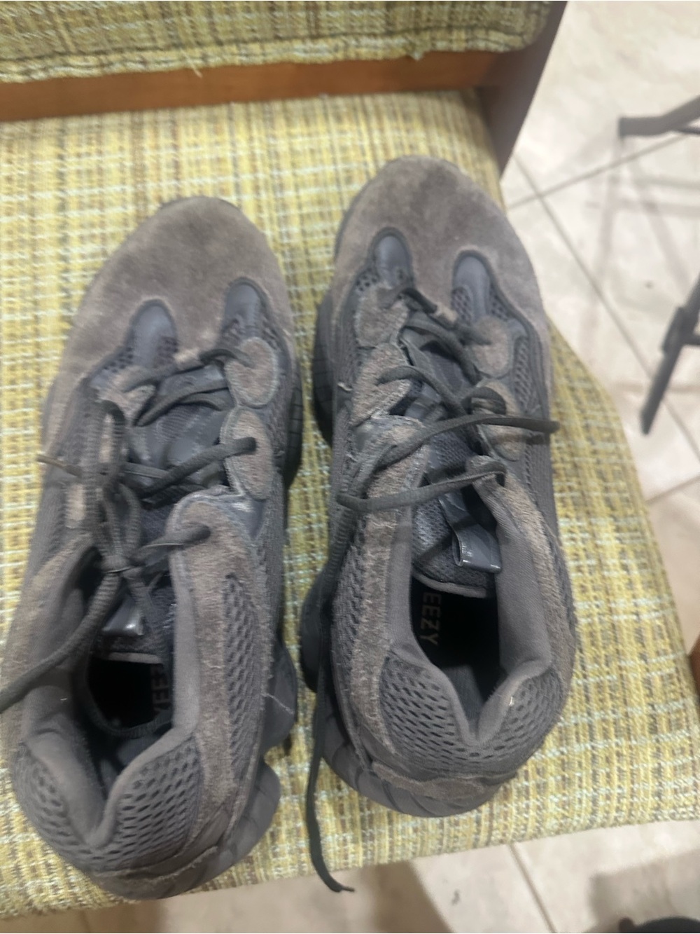 Yeezy Men's Dark Gray Suede & Mesh Sneakers